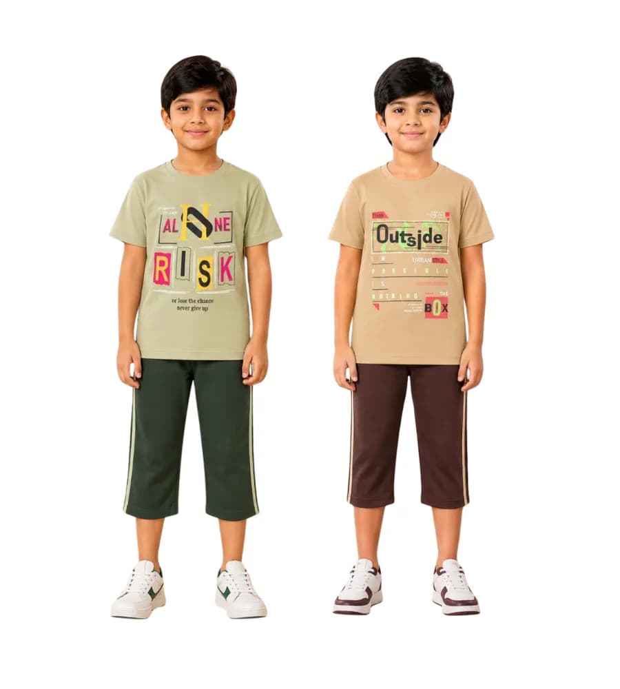 Boys 3/4th Set (Short Sleeve T-shirt,3/4th Bottom) (pack of 2)