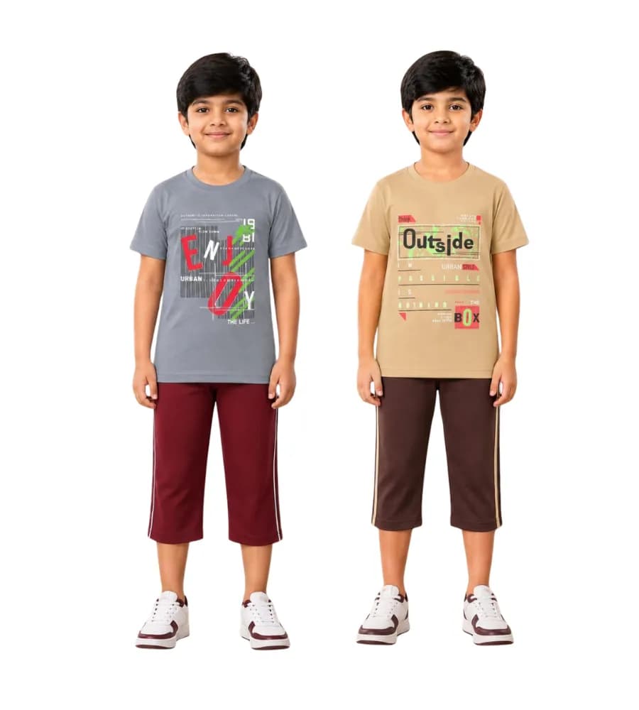 Boys 3/4th Set (Short Sleeve T-shirt,3/4th Bottom) (pack of 2)