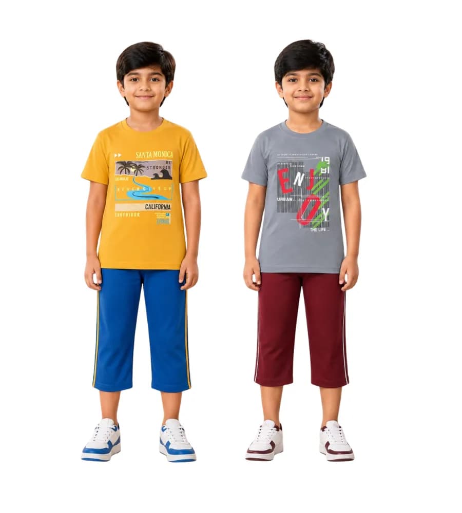 Boys 3/4th Set (Short Sleeve T-shirt,3/4th Bottom) (pack of 2)