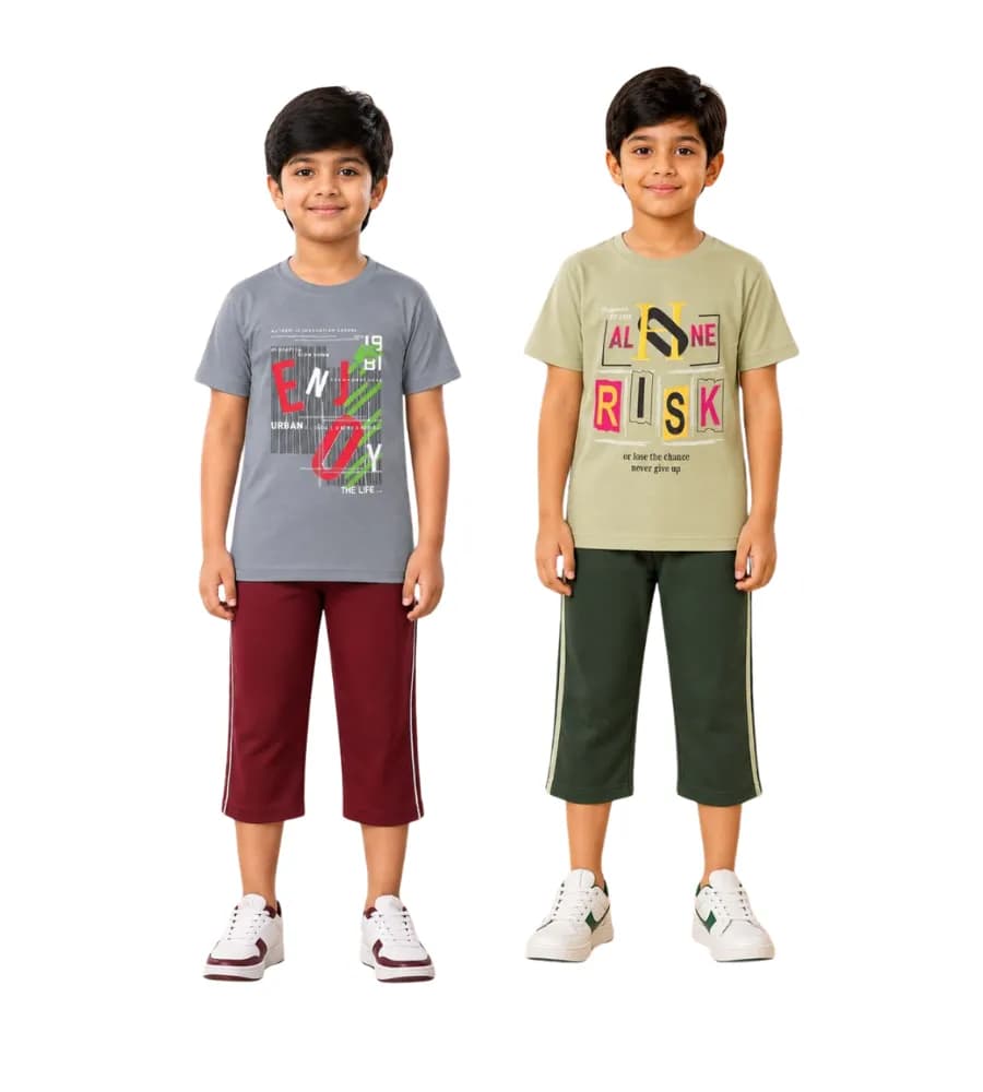 Boys 3/4th Set (Short Sleeve T-shirt,3/4th Bottom) (pack of 2)