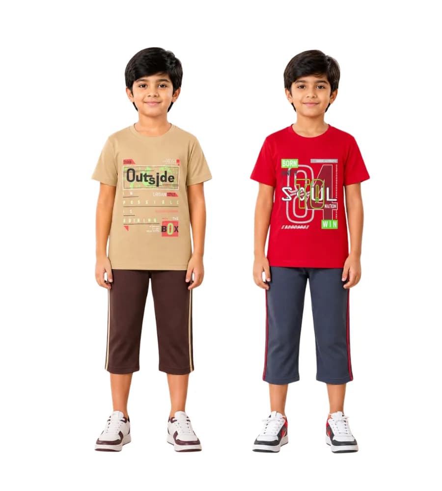 Boys 3/4th Set (Short Sleeve T-shirt,3/4th Bottom) (pack of 2)