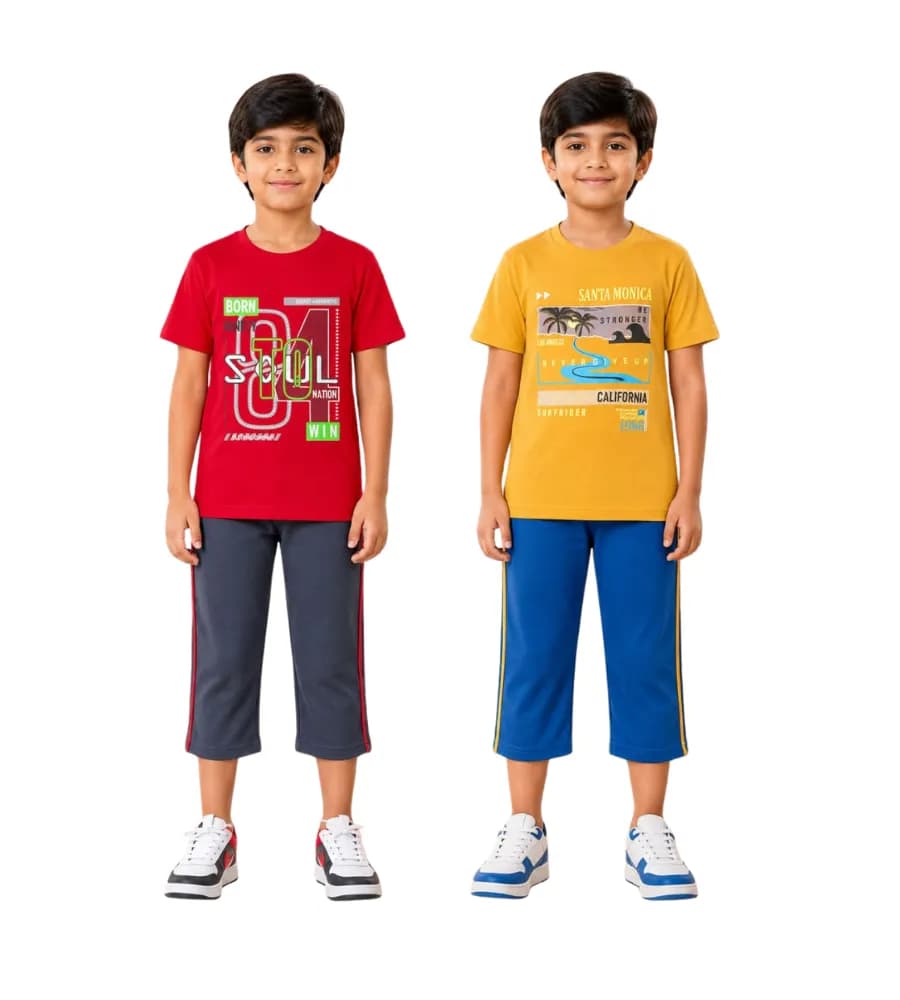 Boys 3/4th Set (Short Sleeve T-shirt,3/4th Bottom) (pack of 2)