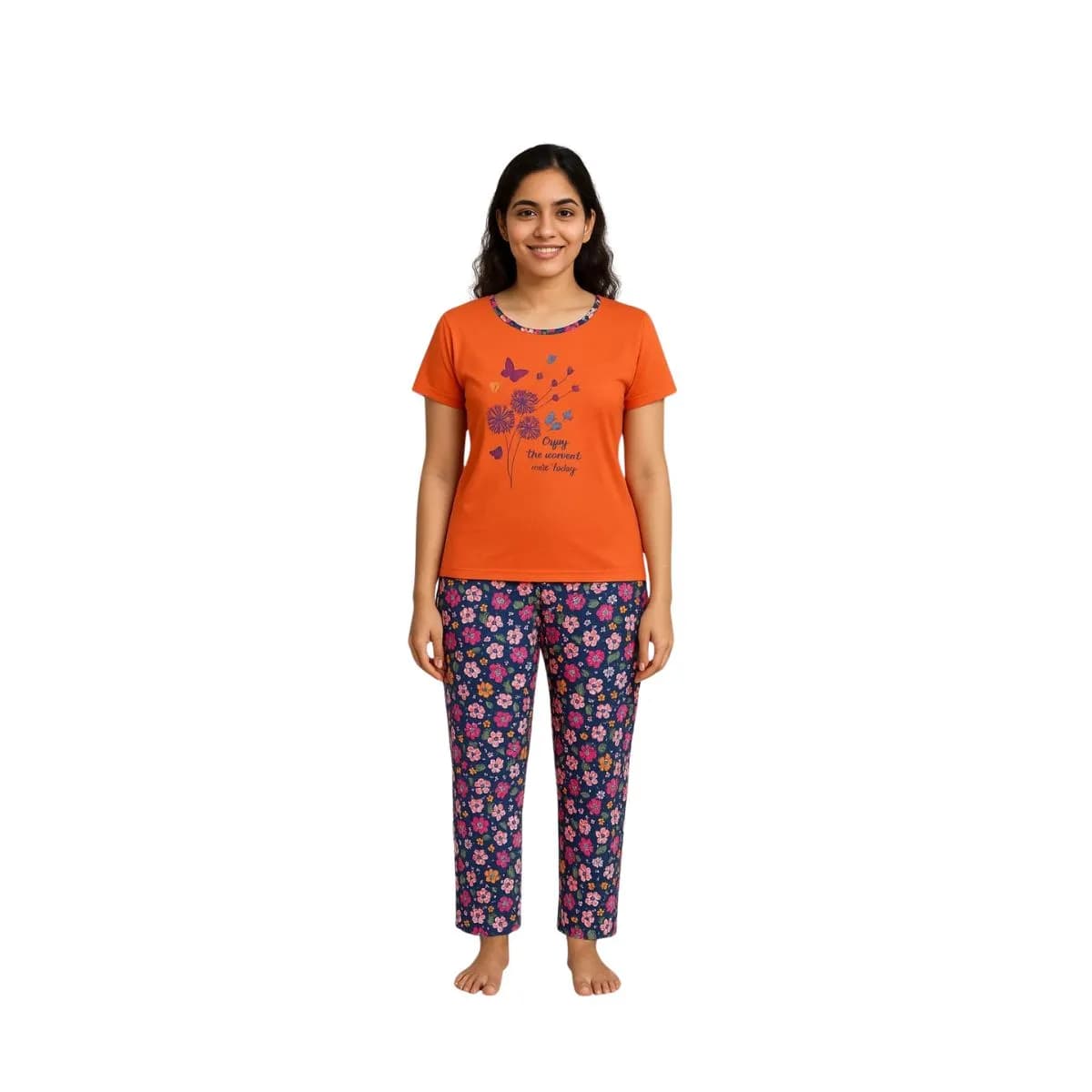 Women's Pyjama Set (Printed T-shirt and AOP Bottom)