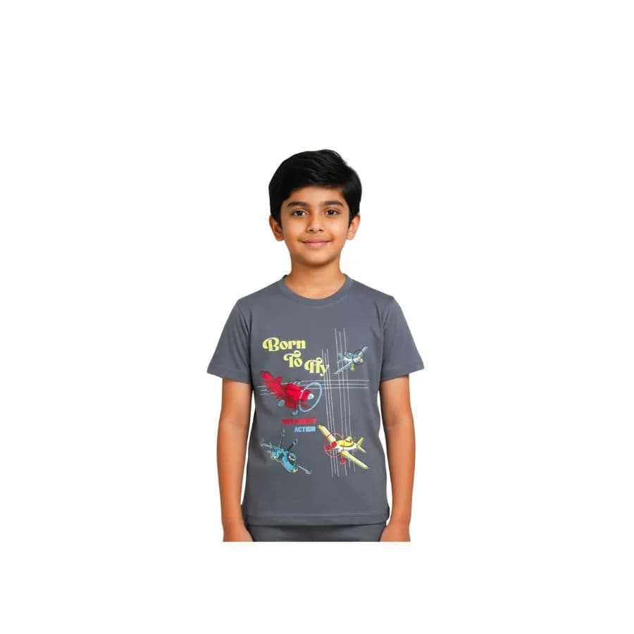 Boys T-Shirt (Rib Neck T-Shirt, Short Sleeve, Regular Length)