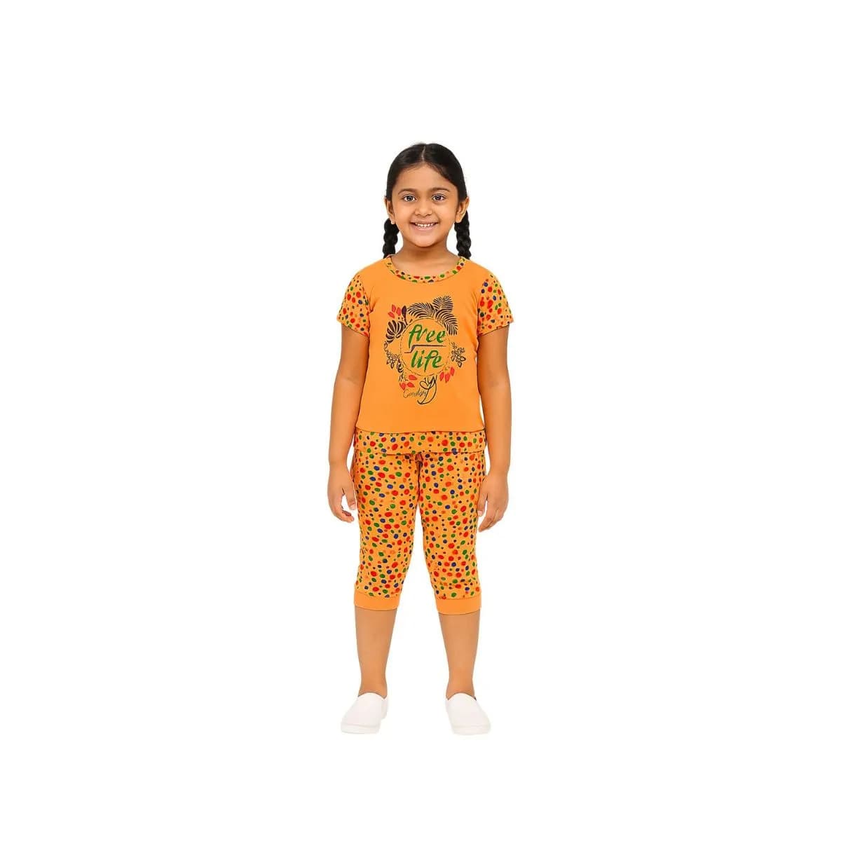 Girls 3/4th set (Short Sleeve Top and Capri)